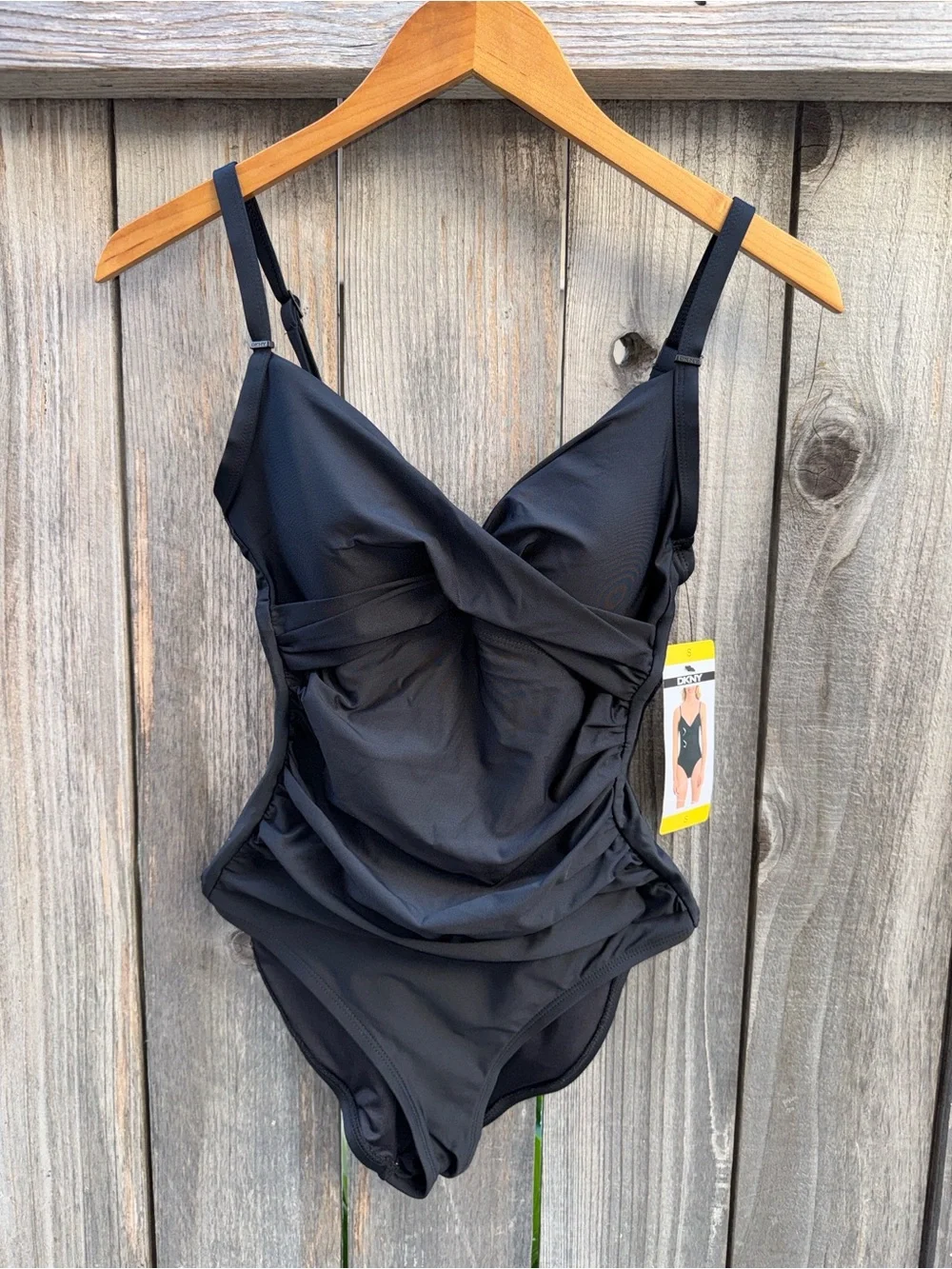 DKNY Twisted One-Piece Swimsuit Black Size Small - Picture 5 of 8